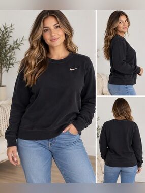 Nike Black Mini Swoosh Crewneck Sweatshirt Size Small